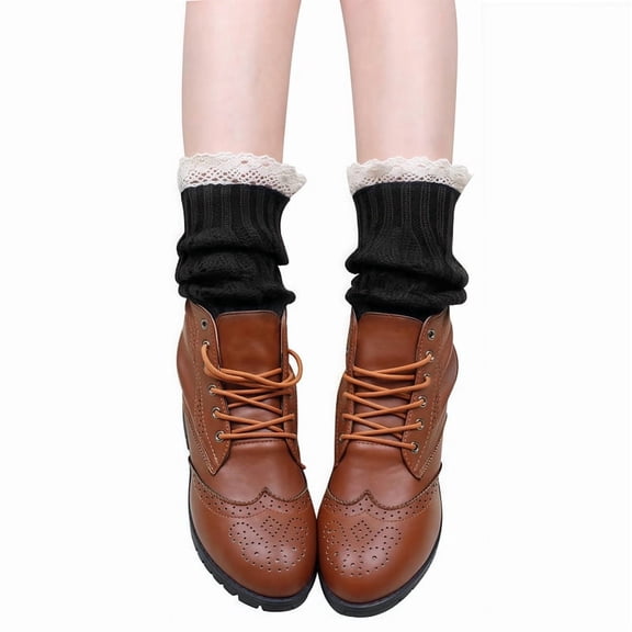 Women's Winter Knit Leg Warmers, 24 Inch Dance Party & Sports Socks, Black