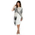 thumbnail image 1 of Women's Winter Knit Mayan Pattern Fringe Knit Poncho, 1 of 9