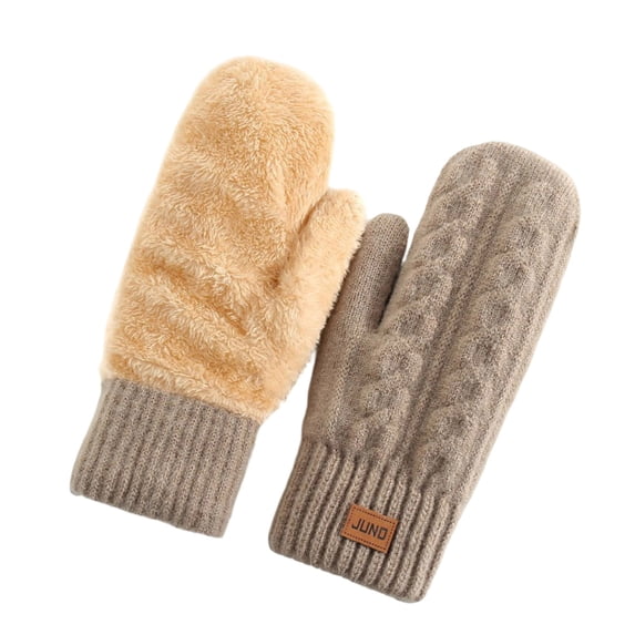 Women's Winter Knit Mittens, Plush Lined Cold Weather Gloves, Warm Hand Accessories for Everyday Winter
