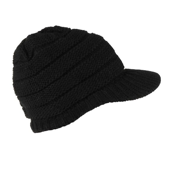 Women's Winter Knitted Hat with Brim Winter Hats for Women Slouchy Beanie with Visor Warm