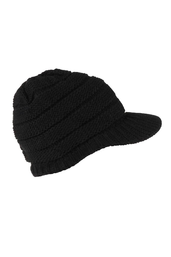 Women's Winter Knitted Hat with Brim Winter Hats for Women Slouchy Beanie with Visor Warm