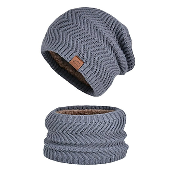 Women's Winter Knitted Two-Piece Set Fleece-Lined Warm Hat & Scarf Cold-Proof Ear-Protected Pullover Cap Breathable Elastic Fabric For Outdoor Commute Daily Wear