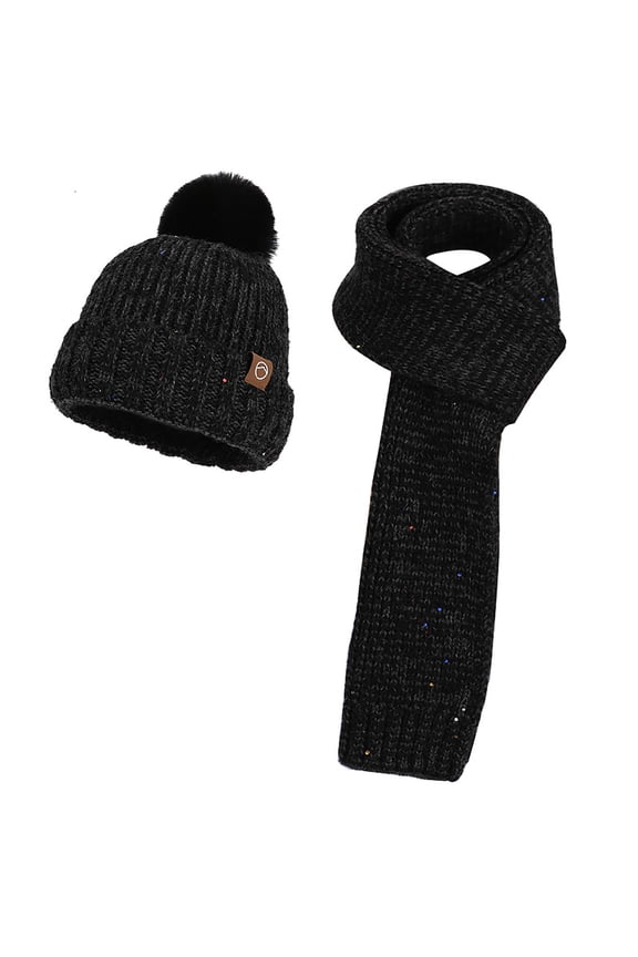 Women’s Winter Knitted Woolen Two-Piece Set Cold-Resistant Warm Hat + Scarf Wool Ear-Protected Design Soft Breathable Skin-Friendly Elastic Fit Daily & Outdoor