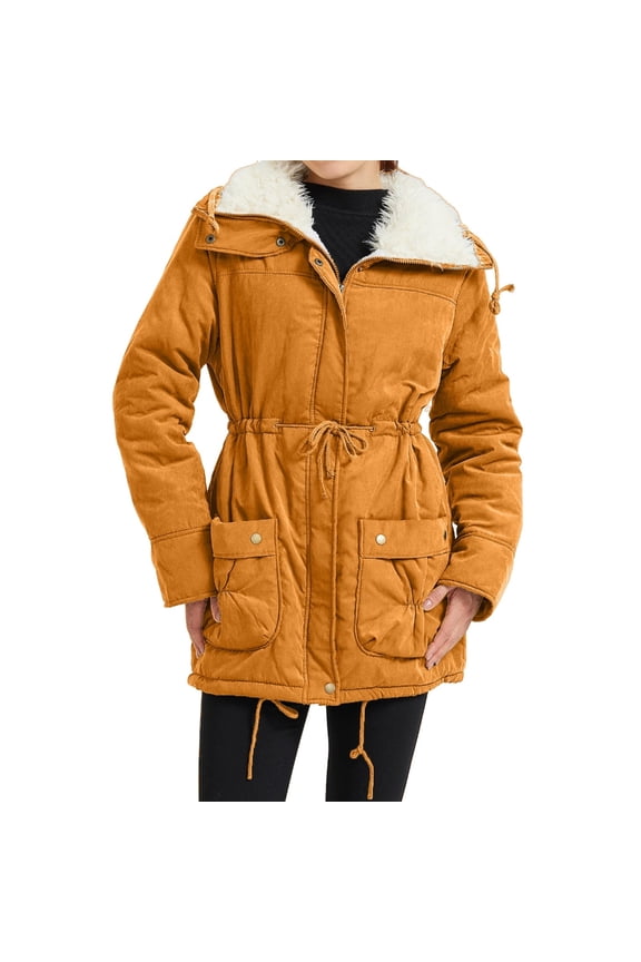 Women's Winter Length Thick Warm Faux Lamb Wool Lined Coat