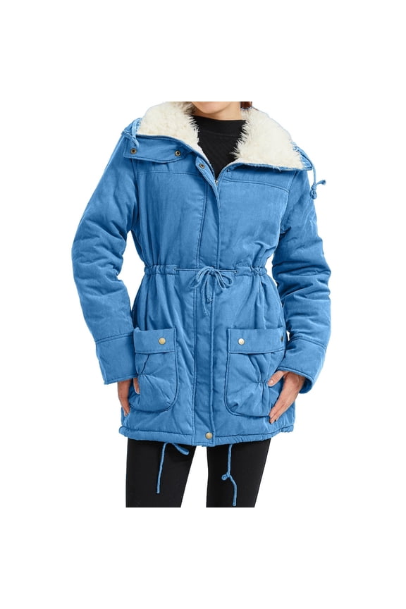 Women's Winter Length Thick Warm Faux Lamb Wool Lined Coat