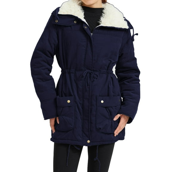 Women's Winter Length Thick Warm Faux Lamb Wool Lined Coat