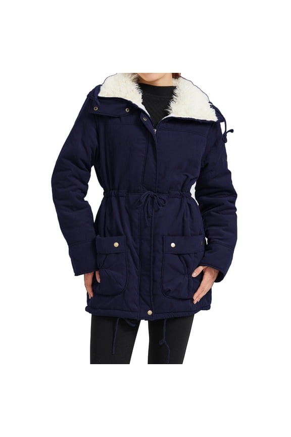 Women's Winter Length Thick Warm Faux Lamb Wool Lined Coat