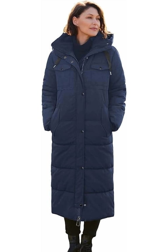Women's Winter Long Down Parka Jackets Warm Thickened Hooded Maxi Quilted Puffer Coat