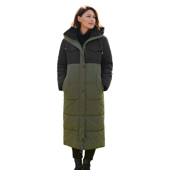 Women's Winter Long Down Parka Jackets Warm Thickened Hooded Maxi Quilted Puffer Coat
