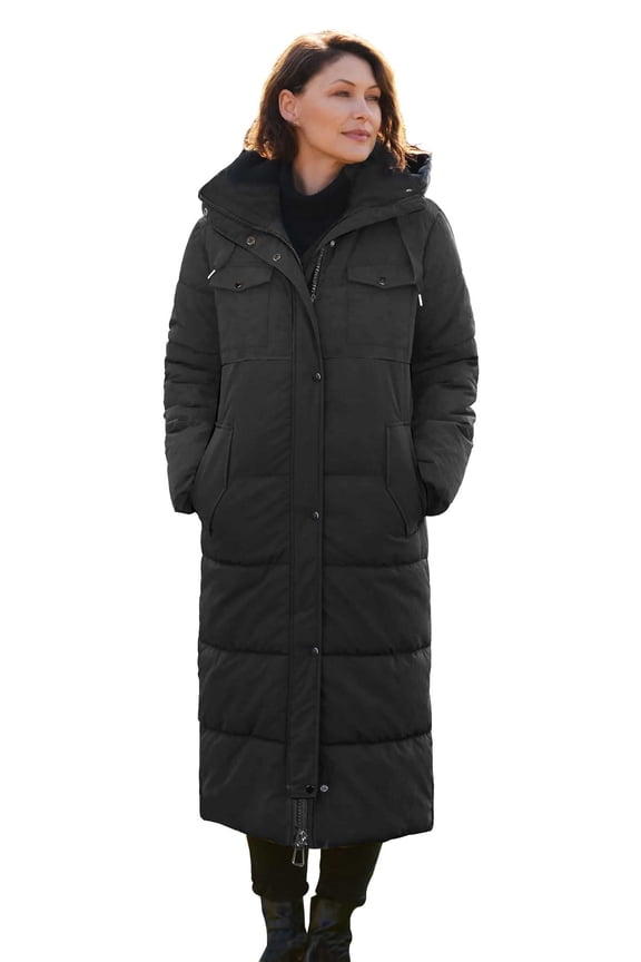 Women's Winter Long Down Parka Jackets Warm Thickened Hooded Maxi Quilted Puffer Coat
