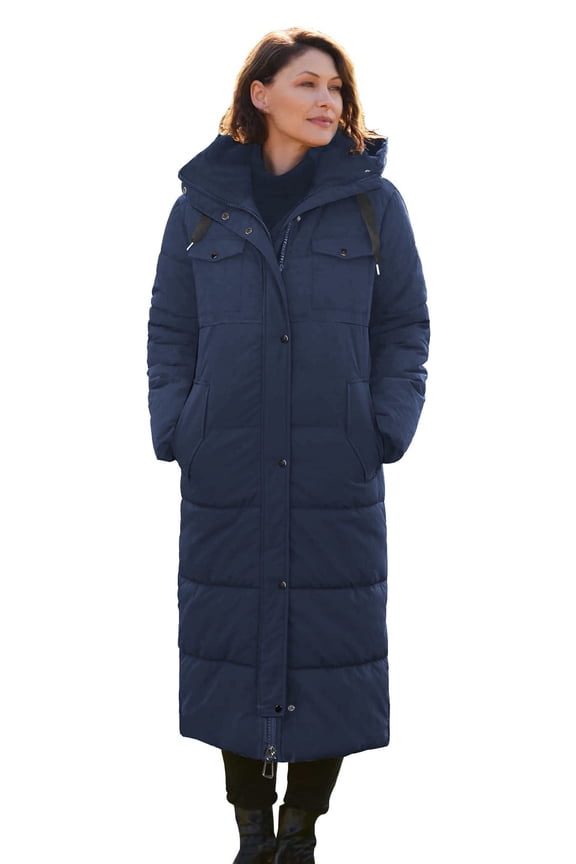 Women's Winter Long Down Parka Jackets Warm Thickened Hooded Maxi Quilted Puffer Coat