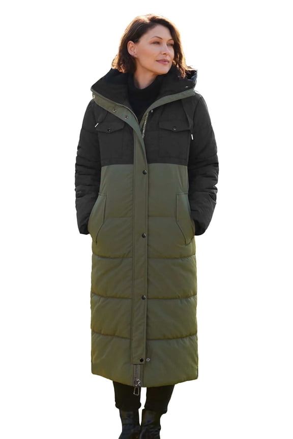 Women's Winter Long Down Parka Jackets Warm Thickened Hooded Maxi Quilted Puffer Coat