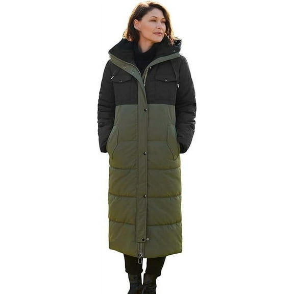 Women's Winter Long Down Parka Jackets Warm Thickened Hooded Maxi Quilted Puffer Coat