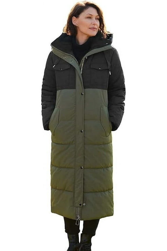 Women's Winter Long Down Parka Jackets Warm Thickened Hooded Maxi Quilted Puffer Coat