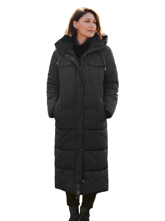 Women's Winter Long Down Parka Jackets Warm Thickened Hooded Maxi Quilted Puffer Coat