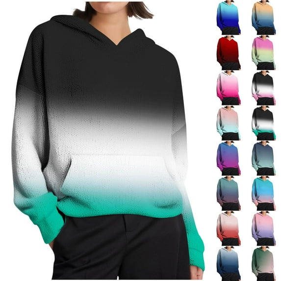 Women's Winter Long Sleeve Hooded Sweatshirt Top with Pockets and Drawstring Solid Color Warm Wool Casual Loungewear Streetwear Travel Fashion Essential Gift for Women | CSEONE,Green XL