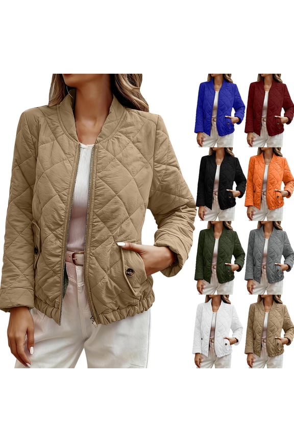Women's Winter Long Sleeve Jacket Coat Outerwear, Solid Color Puffer Coat Quilted Parka, Warm Thickened Hooded Coat for Casual Daily Wear Travel Cold Weather Fashion Essential