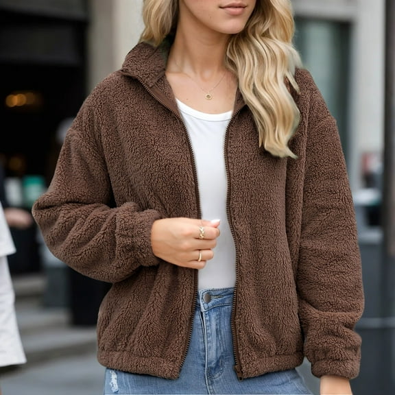 Women's Winter Long Sleeve Loose Warm Stand Up Collar Zipper Cardigan Womens plus Coats Winter Women's Vest plus Women Winter Coat Sweater plus Size Women 3x Womens Long Coat 2xl Womens Winter Coat 4x