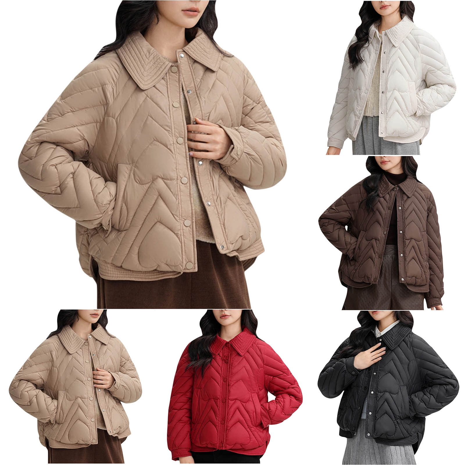 Women's Winter Long Sleeve Parka Coat Jacket Solid Color Thick Loose ...
