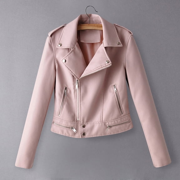 Women's Winter Long Sleeve Solid Zipper Jacket Overcoat, Warm and Stylish Outerwear for Cold Seasons, in Pink, Size M