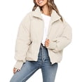 thumbnail image 1 of Women's Winter Long Sleeve Zipper Padded Pocket Loose Short Coat, 1 of 9