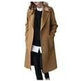 thumbnail image 1 of Women's Winter Long Trench Coat with Lapel Collar and Button Front for Stylish Cold Weather Outerwear, 1 of 7