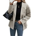 thumbnail image 1 of Women's Winter Loose Fit Cropped Wool Coat Double Breasted Dressy Short Blazer Jacket Peacoat Khaki M, 1 of 5
