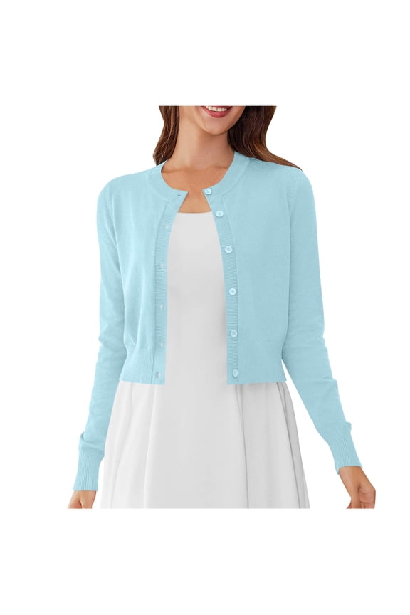 Women's Winter Loose Fit Knitted Sweater Top Cardigan Long Sleeve Round Neck Solid Color Soft Warm Knit Casual Loungewear Travel Outfits Fashion Essential Gift for Women | Sopatenor,Light Blue XL