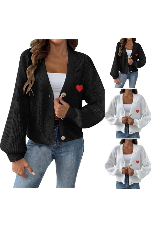 Women's Winter Loose Solid Sweater Long Sleeve Cardigan Top Coat Warm Thickened Knit Pullover Outerwear Casual Fashion Holiday Gift | CSEONE,Black L