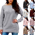 thumbnail image 1 of Women's Winter Loose Versatile One-shoulder Solid Color Mid-length Knitted Sweater for Fall and Winter, Cozy and Chic, Ideal for Seasonal Outfits,Black,Size L, 1 of 6
