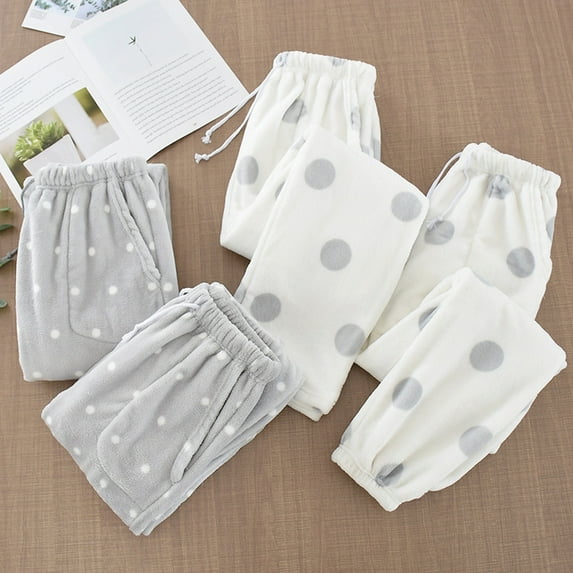 Women's Winter Lounge Pants with Soft Thermal Lining and Pockets Comfortable Warm Home Wear Trousers