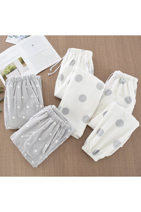 Women's Winter Lounge Pants with Soft Thermal Lining and Pockets Comfortable Warm Home Wear Trousers