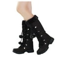 Women's Winter Mid Calf Snow Boots Keep Hairball Booties Warm Snow
