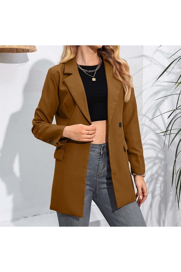 Women's Winter Mid Length Plain Color Suit Jacket With Buttons Crazy Wool Winter Jackets Women Long Coats Womens Long Womens Coat Women Extra Long Jacket V Neck Belt Plain Outerwear for Women Womens