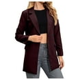 thumbnail image 1 of Women's Winter Mid Length Wool Blend Suit Jacket Classic Plain Color Coat with Button Closure Elegant Outerwear, 1 of 2