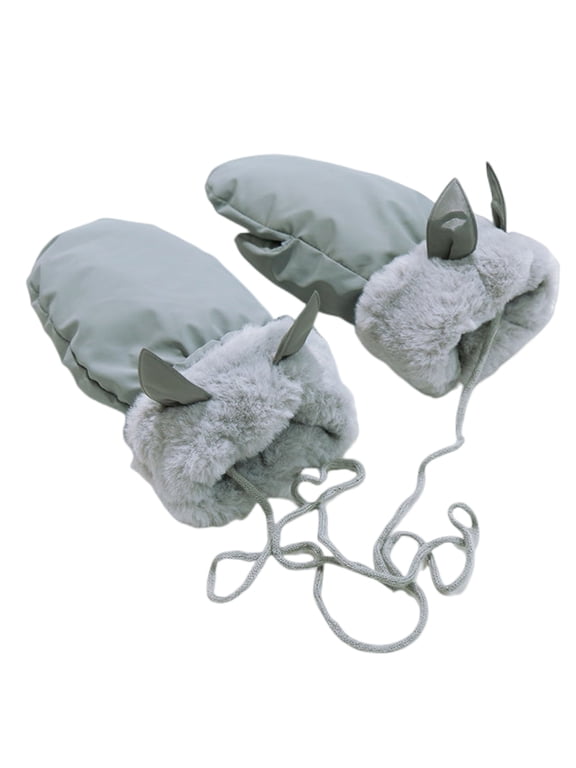Women's Winter Mittens with String Warm Lining Cozy Fuzzy Gloves Cold Weather Accessories