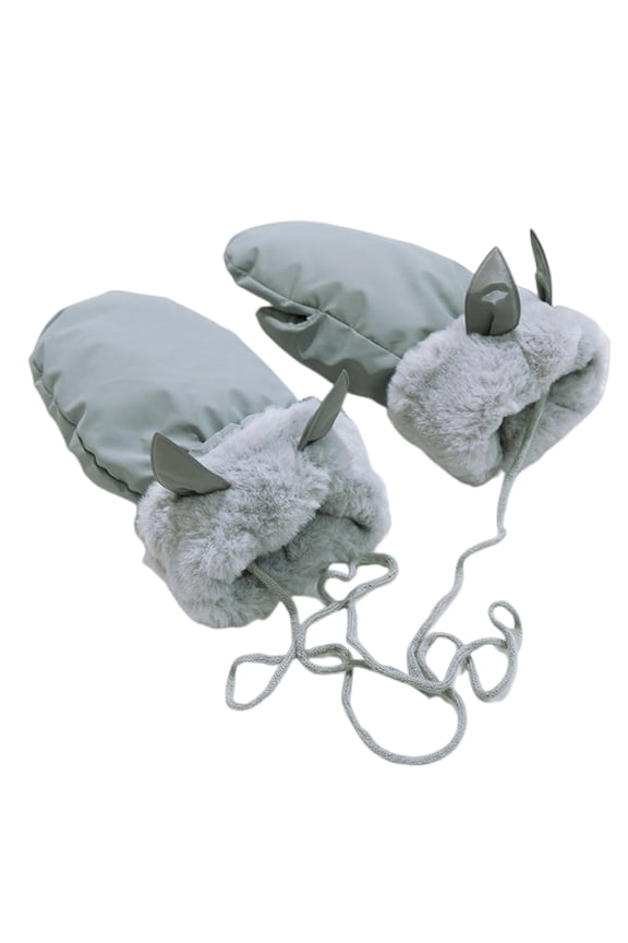 Women's Winter Mittens with String Warm Lining Cozy Fuzzy Gloves Cold Weather Accessories