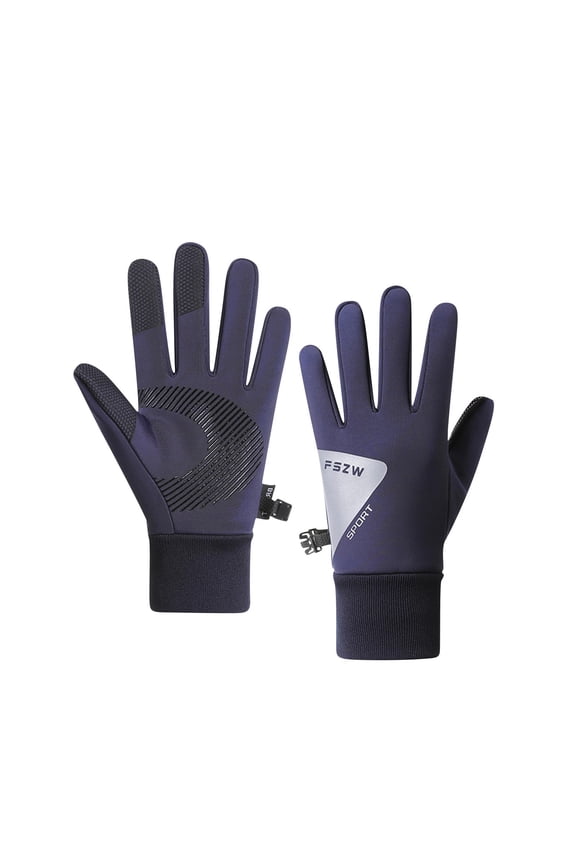 Women’s Winter Outdoor Fleece-Lined Windproof Warm Cold-Resistant Water-Repellent Touchscreen Reflective Gloves Comfortable Elastic Gloves