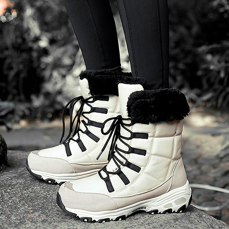 Women's Winter Outdoor Plus Velvet Non-slip Mid-tube Platform Snow Boots 
