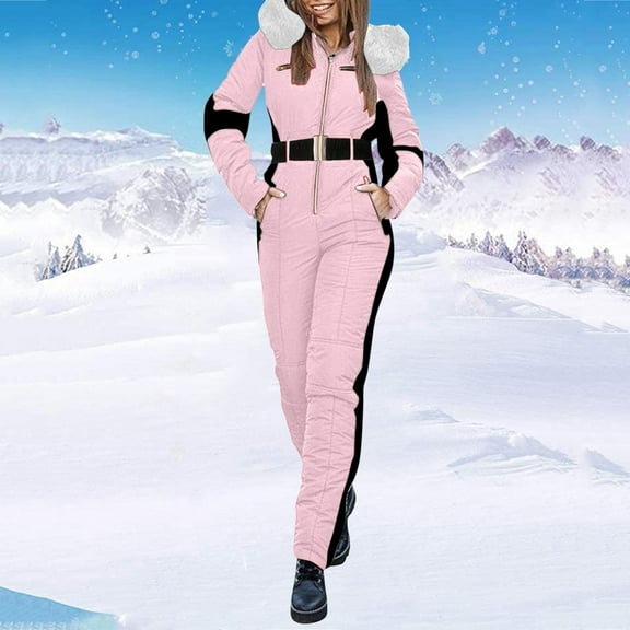 Women's Winter Outdoor Sports Jumpsuit ' With Removable Collar Outdoor Sports Zipper Ski Suit
