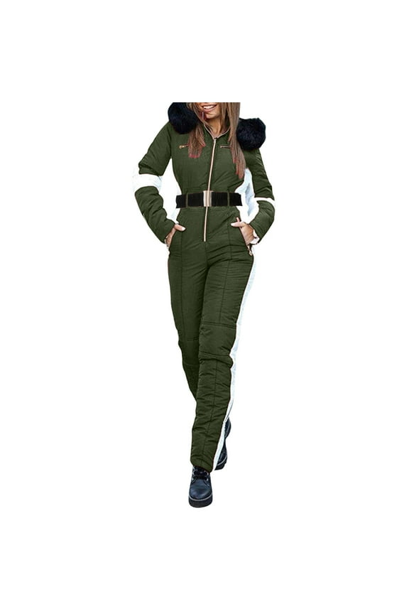 Women's Winter Outdoor Sports Jumpsuit ' With Removable Collar Outdoor Sports Zipper Ski Suit