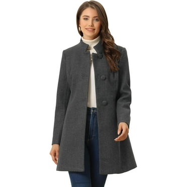 Women's Winter Overcoat Mid-Long Stand Collar Single Breasted Outerwear