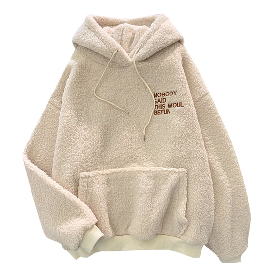 Women's Winter Overcoat Plus Size Warm Zippered Hoodie Loose Lapel Casual Thickened Outerwear Cozy Sweatshirt