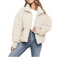 thumbnail image 1 of Women’s Winter Oversized Cropped Puffer Coton Jacket Coat Casual Quilted Baggy Long Sleeve Zip Down Jackets Outerwear, 1 of 6