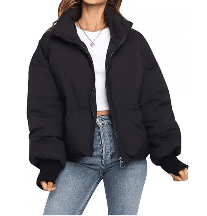 Women’s Winter Oversized Cropped Puffer Coton Jacket Coat Casual ...