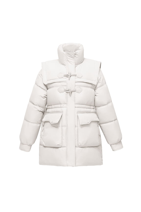 Women's Winter Padded Down Long Jacket Coat Hooded Drawstring Long Sleeve Jacket Outwear Full Zipper Button Pocket Warm Jacket