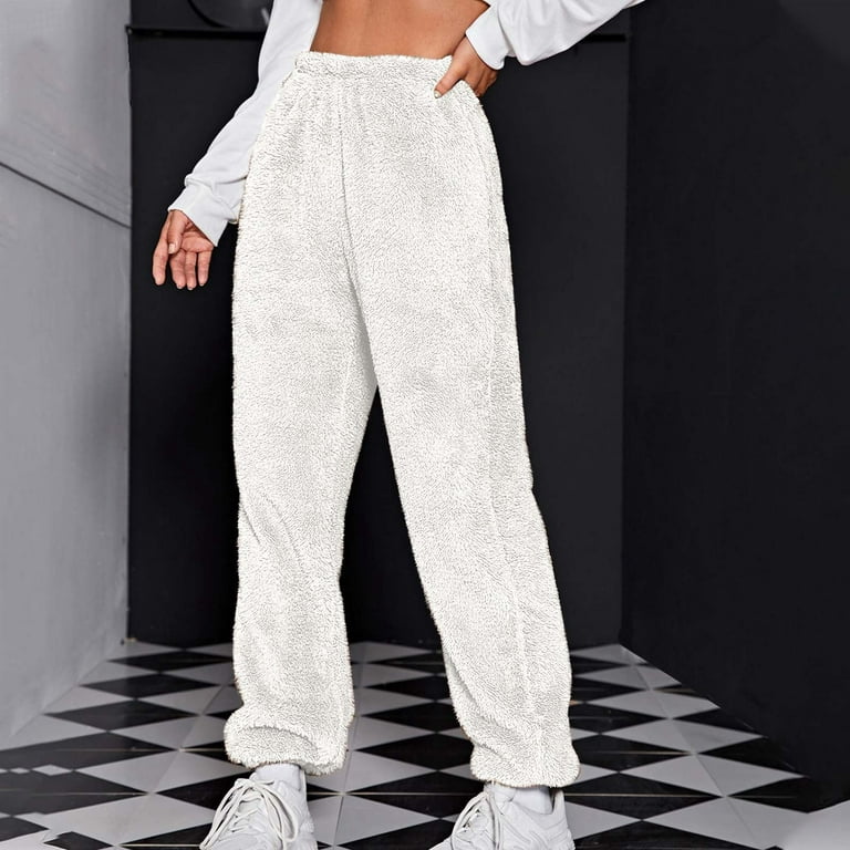 Women's Winter Pajama Pants Plus Size Thickened Fuzzy Fleece Jogger  Athletic Sweatpants 2023 Solid Warm Plush Fluffy Sleepwear Bottoms