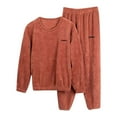 thumbnail image 1 of Women's Winter Pajama Set Long Sleeve Shirt Warm Pantsuit Cozy Loungewear Soft Coral Sleepwear Comfortable Nightwear, 1 of 1