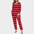 thumbnail image 1 of Women's Winter Pajama Set with Printed Round Neck Long Sleeve Pullover and Drawstring Pants for Home Comfort, 1 of 7