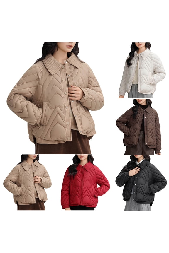 Women's Winter Parka Coat Jacket Long Sleeve Thick Loose Fit Collar Solid Color Plain Casual Daily Wear Travel Streetwear Fashion Essential Gift for Women | CSEONE,Black L